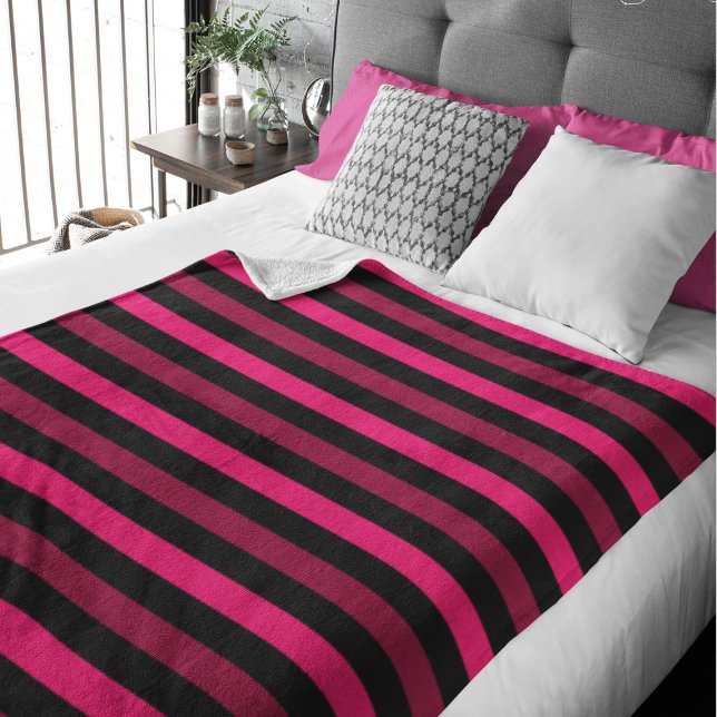 Polaire Couverture en molleton rayée magenta et noir grand (Créateur téléchargé)