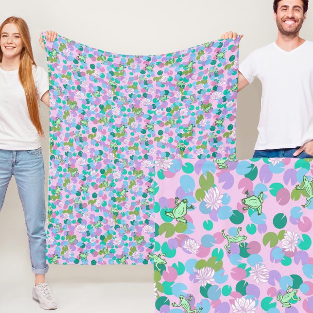 Polaire Couverture en molleton rose grenouilles vertes fan (Créateur téléchargé)