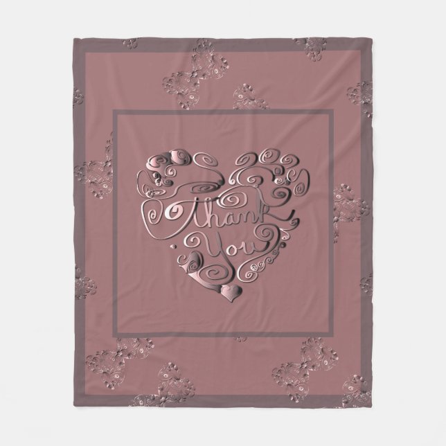 Polaire Couverture en molleton rose poudré "Merci" (Devant)