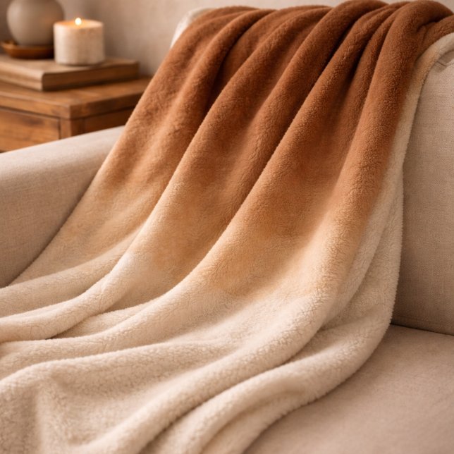 Polaire Couverture en molleton Sienna Cocoa Fade (Deep sienna and cocoa tones fade into ivory for a warm, grounded look across beds and sofas.)