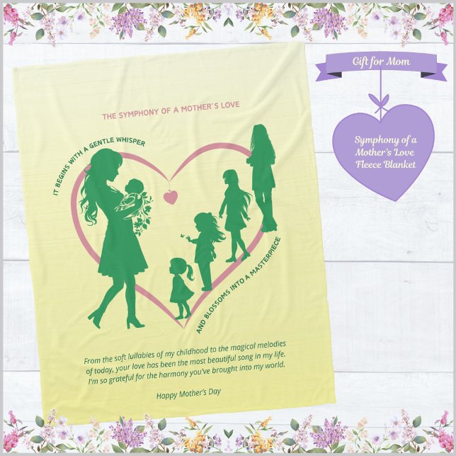 Polaire Couverture en molleton Symphonie de l'amour d'une  (Symphony of a Mother's Love Fleece Blanket - Mother's Day Gift)