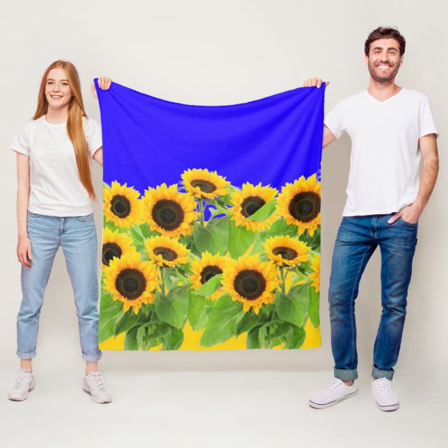 Polaire Couverture en molleton Tournesols Jaunes (En situation)