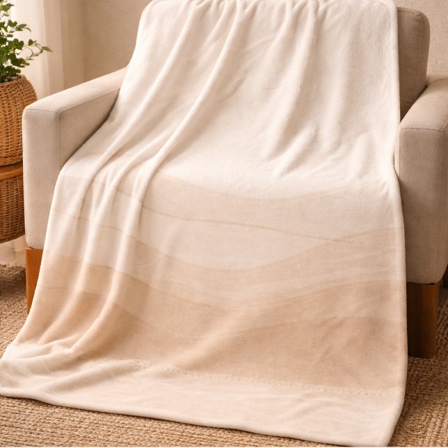 Polaire Couverture en molleton Vagues Rosée d'Ivoire (Ivory and blush waves with taupe trim for elevated coastal layering)