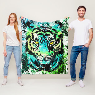 Polaire Couverture en Tiger - Yeux de Tigre colorés