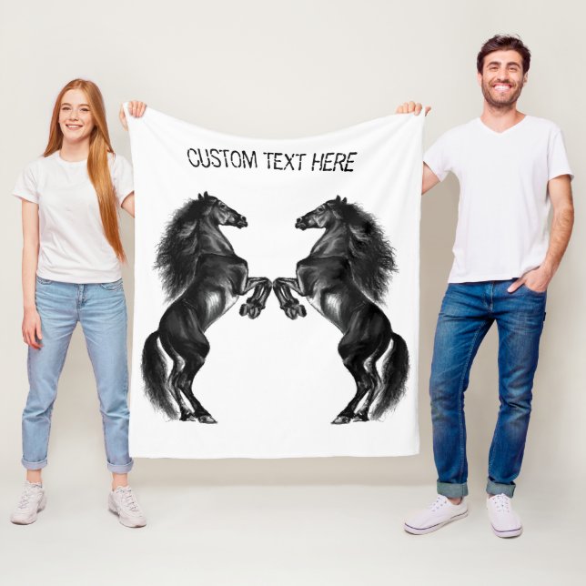 Polaire Couverture en toison de cheval dressée avec texte  (En situation)
