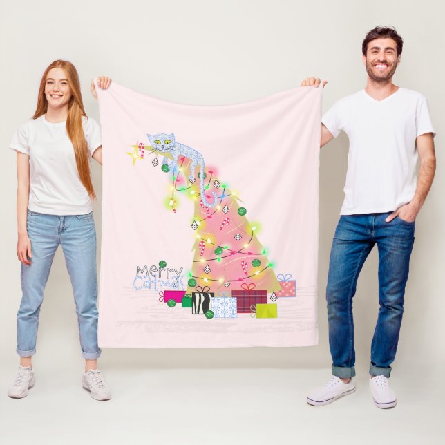 Polaire Couverture en toison de Noël de l'arbre Catmas (En situation)