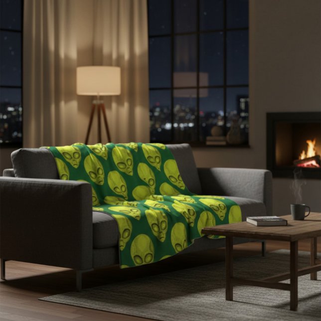 Polaire Couverture en toison de tête Alien verte (Créateur téléchargé)