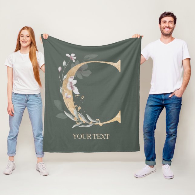 Polaire Couverture en toison florale personnalisée (En situation)