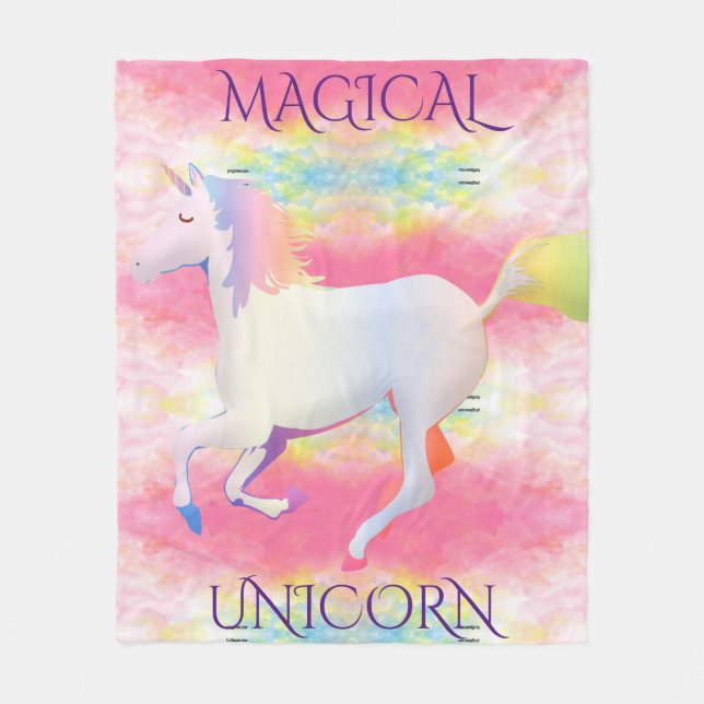 Polaire Couverture en toison MAGICAL UNICORN. (Devant)