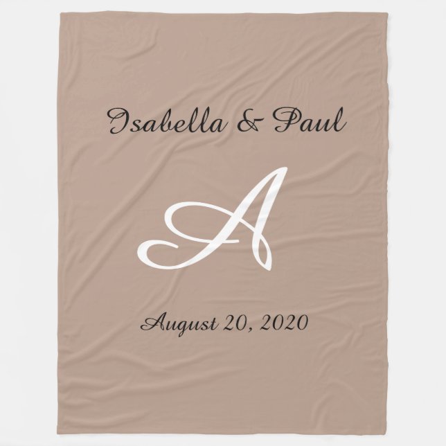 Polaire Couverture en toison monogramme, cadeau mariage (Devant)