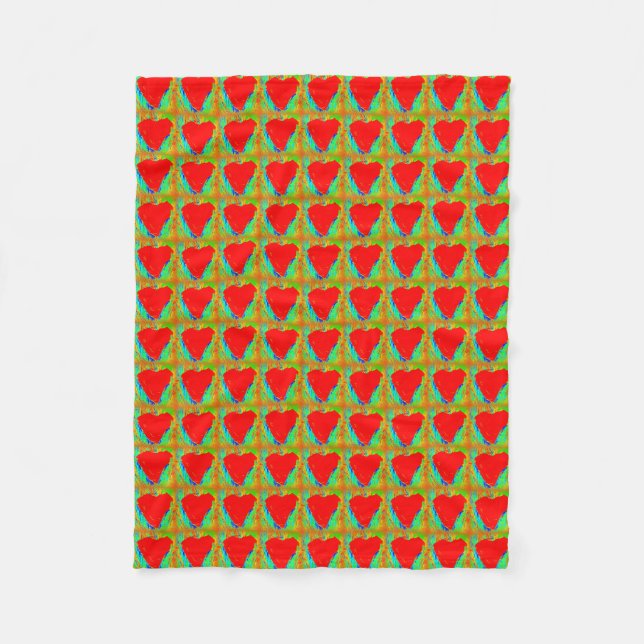 Polaire couverture en toison motif des coeurs rouges (Devant)