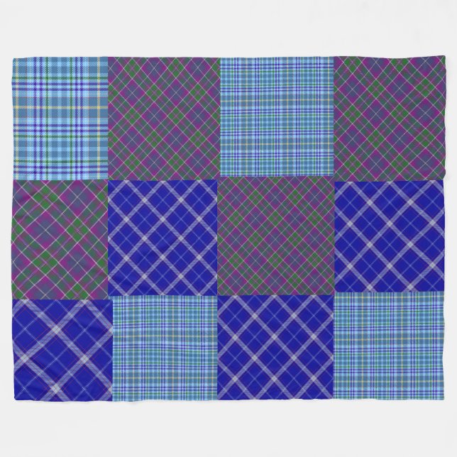 Polaire Couverture en toison Plaid/Blue Patchwork (Devant (Horizontal))