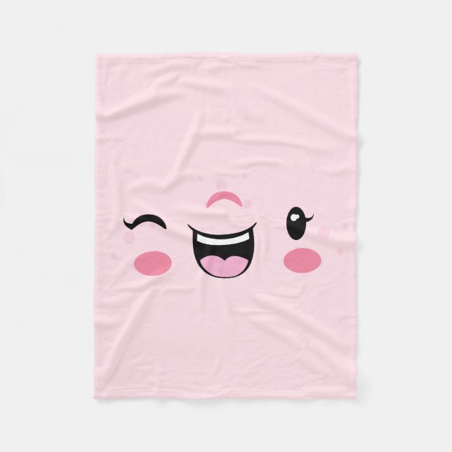 Polaire Couverture en toison rose Kawaii face rose (Devant)