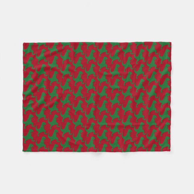 Polaire Couverture en toison rouge et vert pour dinosaure  (Devant (Horizontal))