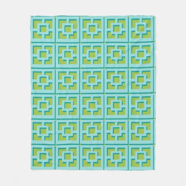 Polaire Couverture en toison Turquoise et Vert Trellis (Devant)