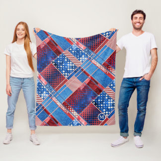 Polaire Couverture en toiture bleu Jeans Patchwork Motif e