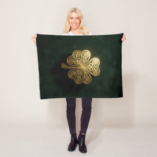 Polaire Couverture en velours vert Shamrock celtique or