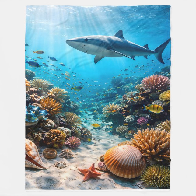 Polaire Couverture épaisse grand format à motif récif cora (Devant)