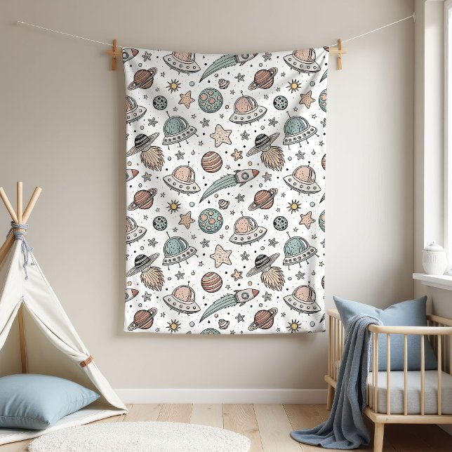 Polaire Couverture Espace Extra-Atmosphérique Garçon Cadea (Outer Space Blanket Boy Baby Shower Gift Rocket)