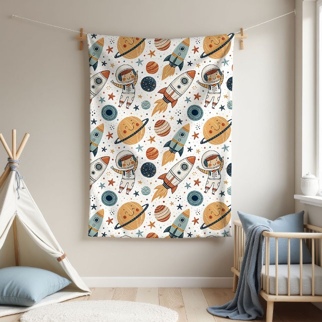 Polaire Couverture espace fusée planètes & étoiles pour bé (Space Rocket Blanket Planets & Stars for Baby Boy)