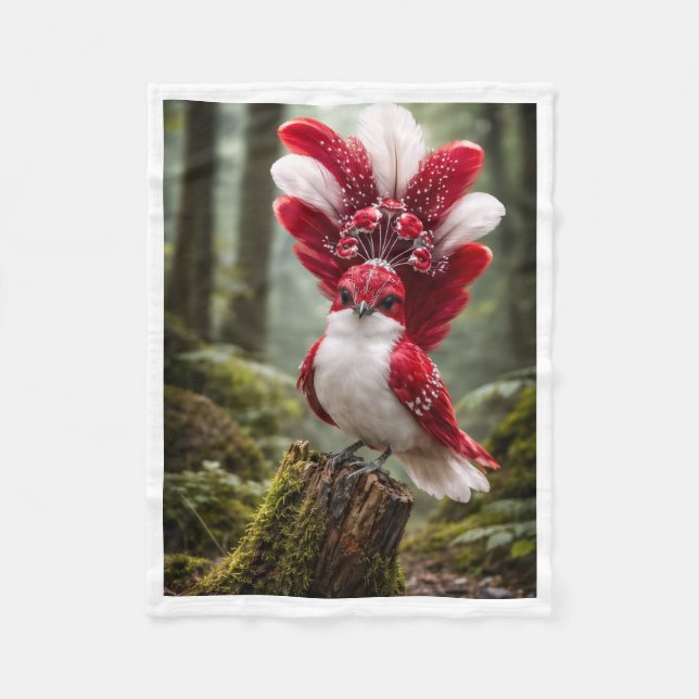 Polaire Couverture Exotique Oiseau à Crête Rouge (Devant)