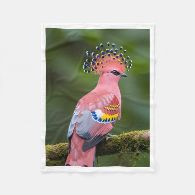 Polaire Couverture Exotique Oiseau Couronné Rose (Devant)