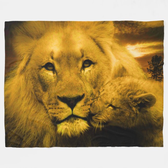 Polaire Couverture faite sur commande de lion et d'ouatine (Devant (Horizontal))