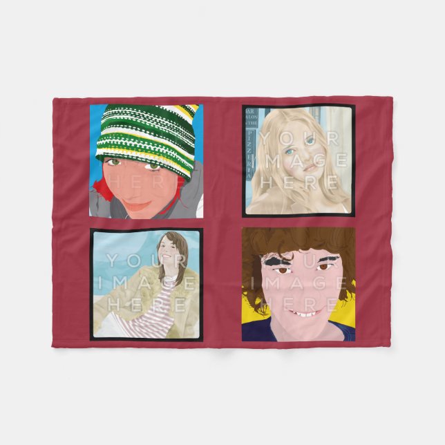 Polaire Couverture faite sur commande rouge d'ouatine (Devant (Horizontal))
