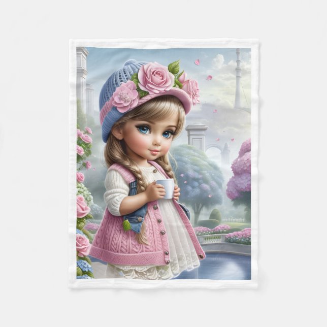 Polaire Couverture Fille Chapeau Rose ADOM (Devant)
