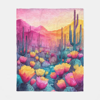 Polaire Couverture Fleur de Cactus de Coucher de Soleil Dé