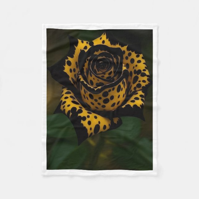 Polaire Couverture Fleur Rose Imprimé Léopard (Devant)