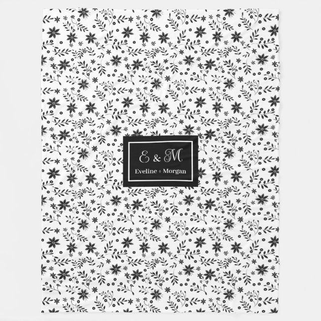 Polaire Couverture Fleurie Teintes Grises Moderne Nom Pers (Devant)