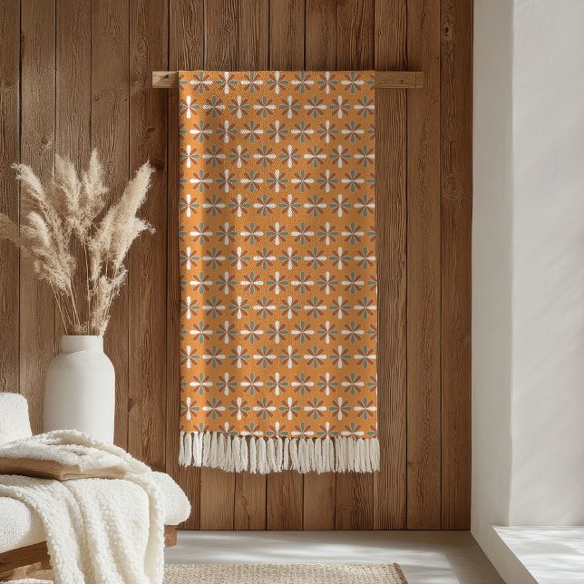 Polaire Couverture Fleurs Rétro Style Brun Terracotta (Retro Flowers Blanket Brown Terracotta Style)