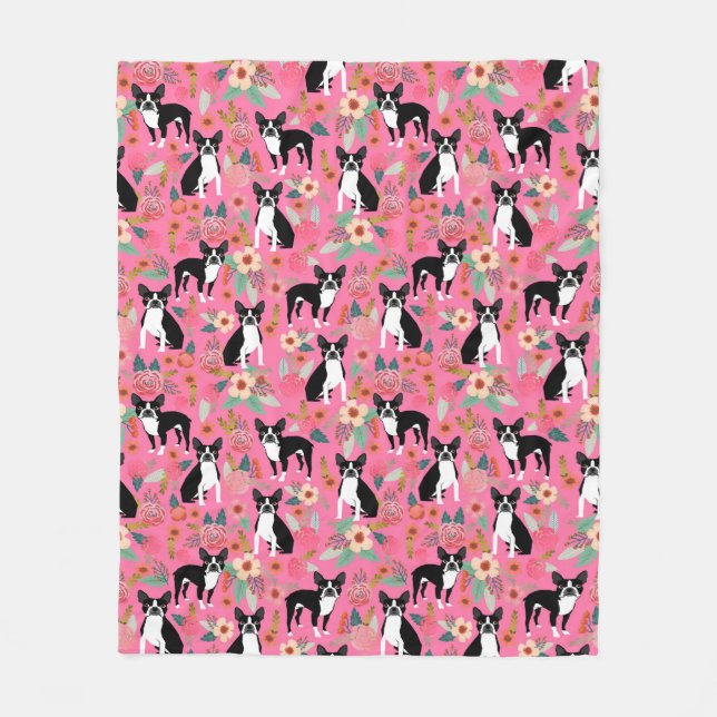 Polaire Couverture florale de Boston Terrier (Devant)