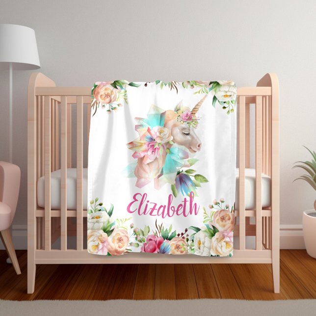 Polaire Couverture florale de la fille Unicorn (Créateur téléchargé)