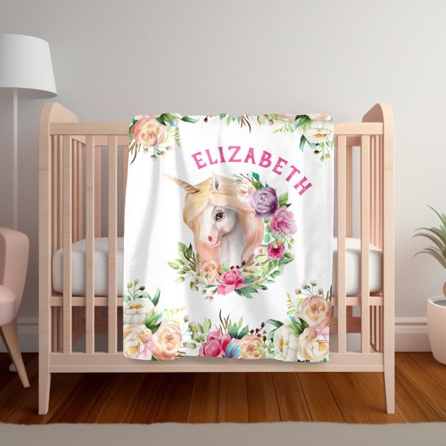 Polaire Couverture florale de la fille Unicorn (Créateur téléchargé)