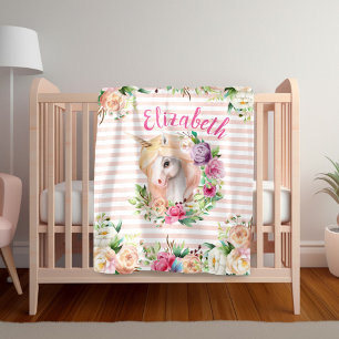 Polaire Couverture florale de la fille Unicorn