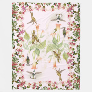 Polaire Couverture florale d'ouatine d'animaux de colibris