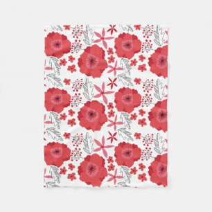 Polaire Couverture florale d'ouatine de pavot rouge