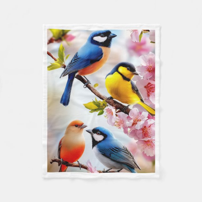 Polaire Couverture florale oiseaux de printemps (Devant)