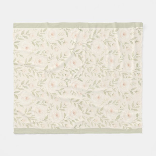 Polaire Couverture florale Pastel Crémeux - Soft & Elegant (Devant (Horizontal))
