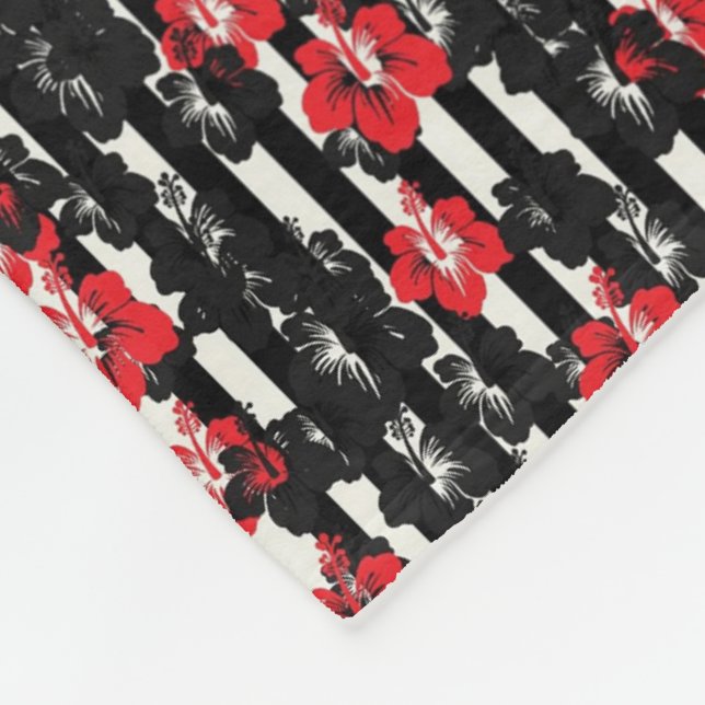 Polaire Couverture florale rouge et noire (Coin)