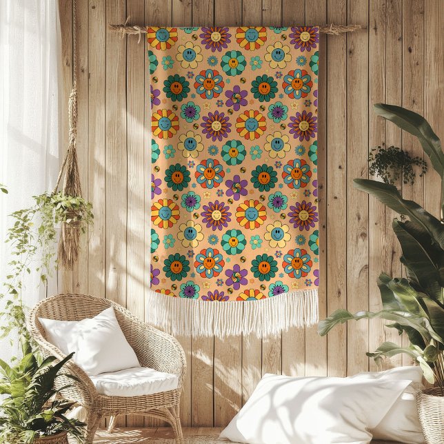 Polaire Couverture funky des années 70, couleurs pastel po (Funky 70s Blanket Pastel Colors for Groovy Fans)