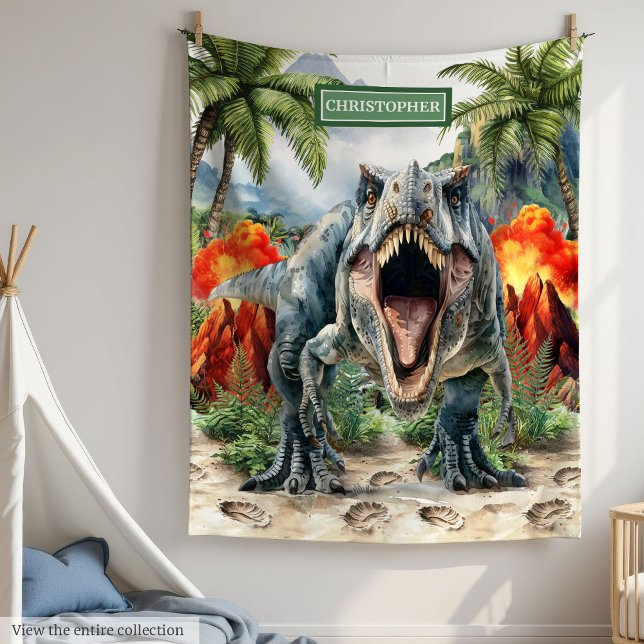 Polaire Couverture furieuse T-Rex Nom personnalisé Personn (Furious T-Rex Blanket Custom Name Personalized)