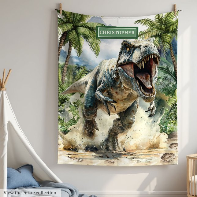 Polaire Couverture furieuse T-Rex Personnalisée Nom Person (Furious T-Rex Blanket Personalized Custom Name Boys)