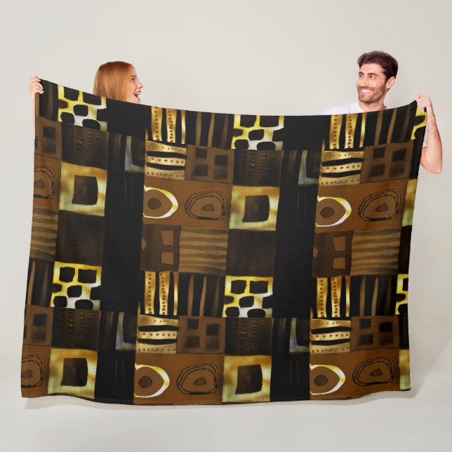 Polaire Couverture géométrique afrocentrique, Fleece et Sh (En situation)