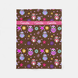 Polaire Couverture Girly mignonne d'ouatine de hiboux de