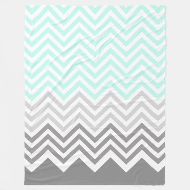 Polaire couverture gris turquoise chevron (Devant)