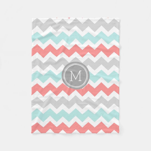 Polaire Couverture grise de corail de monogramme de motif (Devant)