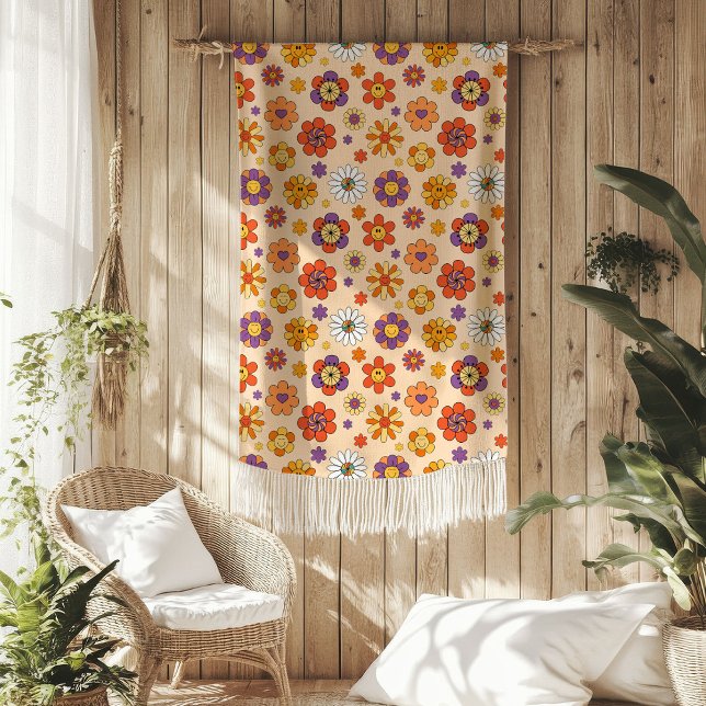 Polaire Couverture Groovy 70s Vibrations Pastel dans des C (Groovy Blanket 70s Pastel Vibes in Trendy Colors)
